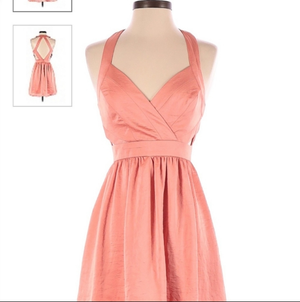 BCBGeneration Peach Satin cut out dress - Picture 1 of 7